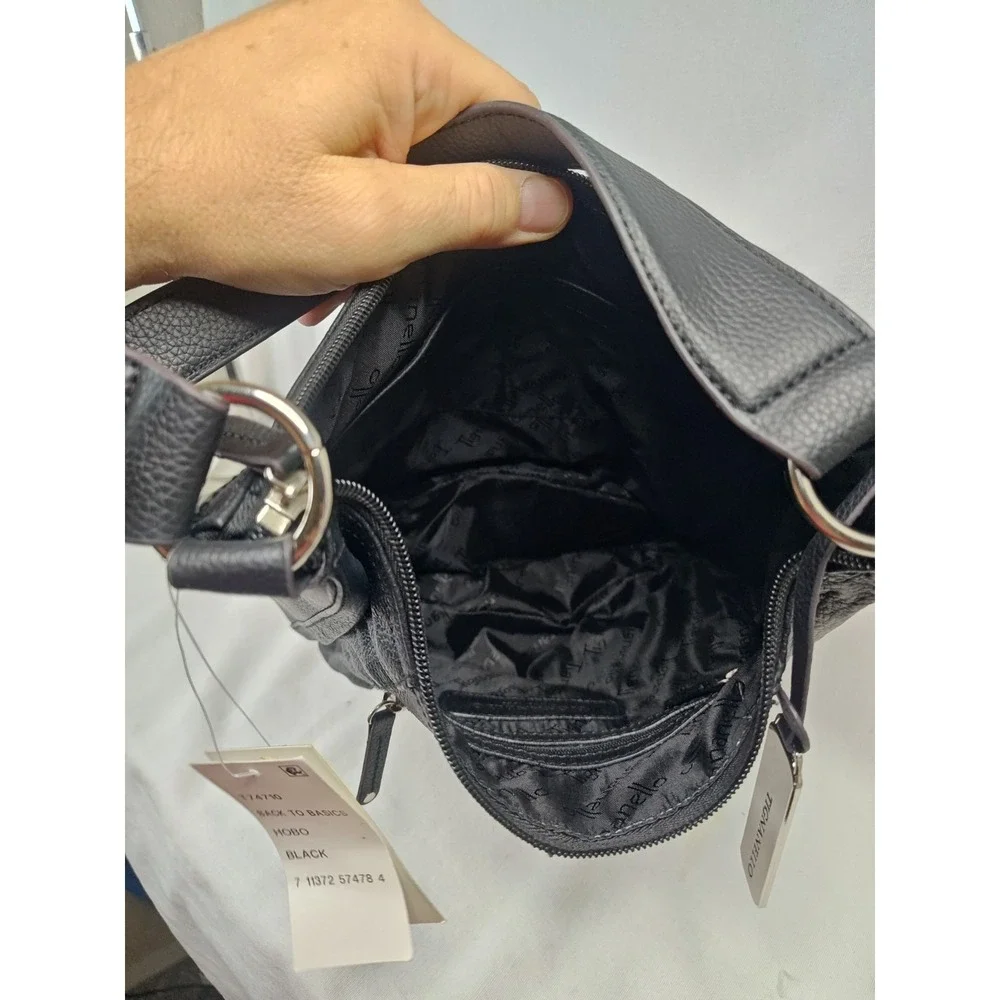 Tignanello Back to Basics Hobo Black Pebble Leather Shoulder Bag NWT T74710